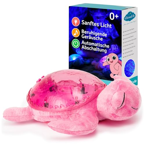 Cloud b Beruhigender Nachtlicht Ozean Projektor mit beruhigenden Klängen | Einstellbare Helligkeit | 3 Farben | Auto-Shutoff | Tranquil Turtle Pink, 1 Stück (1er Pack) von Cloud b