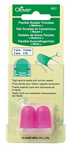 Clover 6031 Flexible Rubber Thimbles Mittelgroßer Fingerhut, Rose, OS, 2 stück von Clover