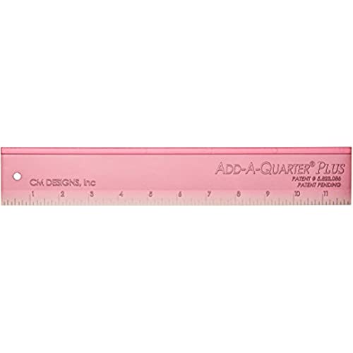 CM Designs Ruler 12" Plus Pink Lineal 30,5 cm Add-A-Quarter PlusPk, Rose von Clover