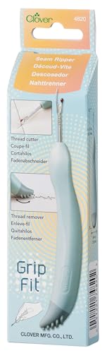 Clover 4820 Grip Fit Seam Ripper Nahttrenner mit griffiger Passform, Kunststoff, Blau von Clover