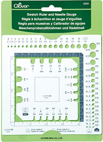 Clover CL3200 Lineal und Nadellehre Swatch Ruler and Needle Gauge, PET-Kunststoff, sortiert von Clover