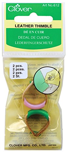 Clover Leather Thimbles-Adjustable 2/Pkg Leder-Fingerhüte, verstellbar, 2 Stück, Brown/Pink/Green, #23 von Clover