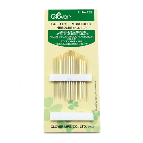 Clover Gold Eye Embroidery Needles Size 3-9 Nähnadel, Legierter Stahl, Mehrfarbig, Each, 16 von Clover