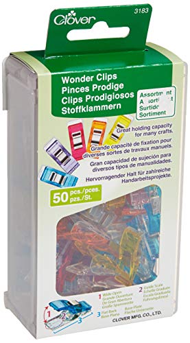 Clover Wonder Clips Stoffklammer, Policarbonat, Edelstahl, Mehrfarbig, 1 Pack von Clover