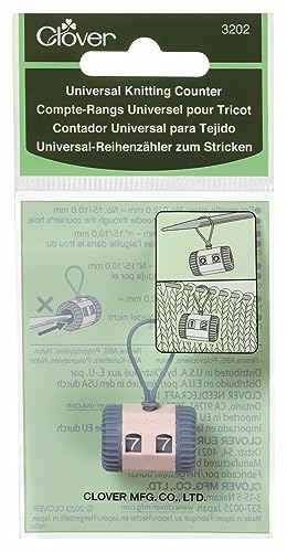 clover 3202 Universal Knitting Counter Reihenzähler, Pfirsich und Grau von Clover