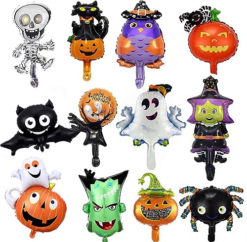 12 Stück Halloween Luftballons Halloween Party Deko Kinder Halloween Dekoration Mini Halloween Folienballons Helium Luftballons von CloverCy