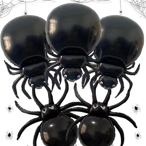 5 Stück Halloween Spinne Luftballons Große Halloween Spinnen Folienballons für Kinder Halloween Geburtstag Party Deko von CloverCy