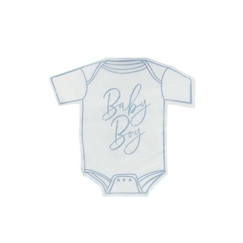 Club Green 16 blaue Servietten für Babyparty, Babyparty-Geschirr, Baby-Strampler-Design, blaue Servietten, blaue Babyparty, werdende Mama von Club Green