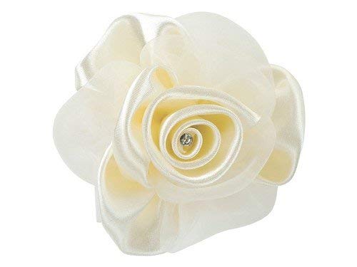 Club Green Satin Organza Rose mit Clip, elfenbeinfarben, 10 cm, 3 Stück von Club Green