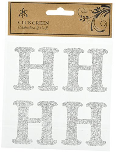 Club Green Selbstklebende Glitzer Buchstabe H, Silber, 6 Stück von Club Green