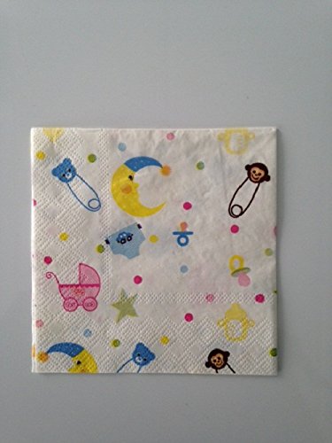 Club Green Serviette BABYSHOWER Schicht 250X250, Papier, weiß, 12.5 x 12.5 x 2 cm von Club Green