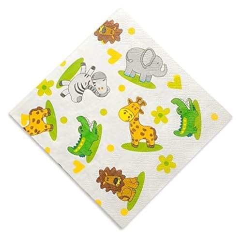 Club Green Serviette Jungle Animal 3 Schicht, Weiß, 250 x 250 mm von Club Green