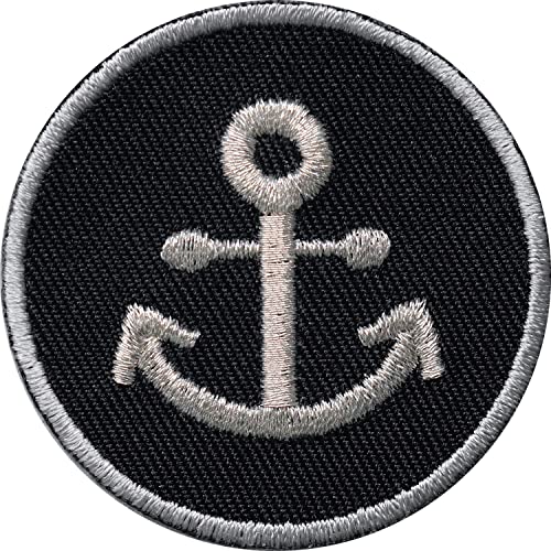 2 x Anker Patches gestickt 45 mm/Aufbügler Aufnäher Patch Flicken Bügelflicken Applikation zum Aufbügeln Aufnähen Deko/Maritim Schiff Schifffahrt Seefahrt Segeln Marine Meer Boot (Schwarz-Silber) von Club of Heroes