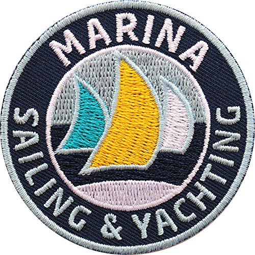 2 x Sailing & Yachting Abzeichen 60 mm gestickt/Marina Segeln Segler Segelboot Schiff Boot Wassersport/hochwertige Aufnäher Aufbügler Sticker Flicken Bügelbild Patch für Kleidung Tasche Rucksack von Club of Heroes