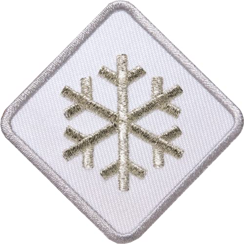 2 x Schneeflocke Patches 46 mm gestickt/Winter Wintersport Skifahren Schnee Erwachsene/Patch Aufnäher Aufbügler Bügelflicken zum aufbügeln aufnähen auf Kleidung Jacke COH (Weiss-Silber) von Club of Heroes