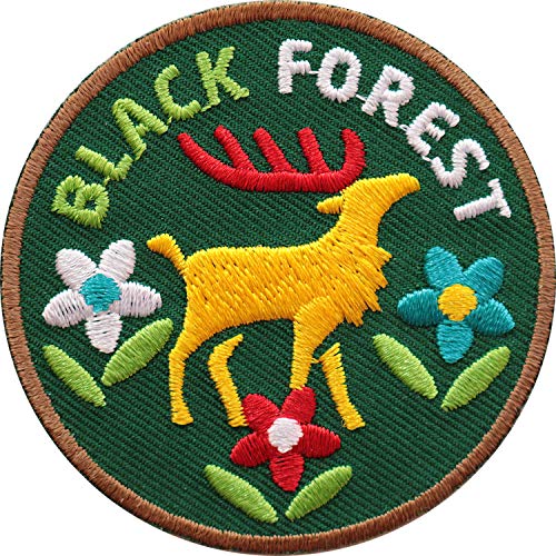 2 x Schwarzwald Black Forest Abzeichen 60 mm/hochwertig gestickte Aufnäher Aufbügler Sticker Wappen Patches für Kleidung Mode Fashion Taschen Rucksack/Hirsch Geweih Hirschgeweih Naturpark von Club of Heroes