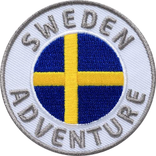 2 x Schweden Abzeichen gestickt 60 mm/Sweden Abenteuer schwedisch Outdoor Wandern Flagge Wappen Skandinavien/Aufnäher Aufbügler Flicken Sticker Patch/Reiseführer Wander-Karte Buch Camping von Club of Heroes