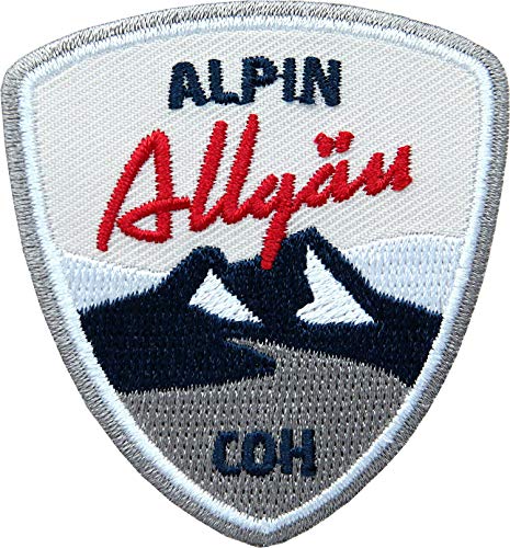 2 x Stick-Abzeichen 55 x 60 mm rot/Allgäu Alpin, Allgäuer Alpen/Aufnäher für Outdoor Mode Sport/Aufbügler Sticker Flicken Applikation Wappen/Wandern Ski Snowboard Wintersport Winter Tour von Club of Heroes