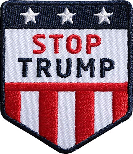 2 x Stop Trump Patch 53 x 62 mm gestickt/Aufbügler Aufnäher Patches/USA Amerika Präsident Donald Politik Wahl Wahlkampf Biden Fake Stopp von Club of Heroes