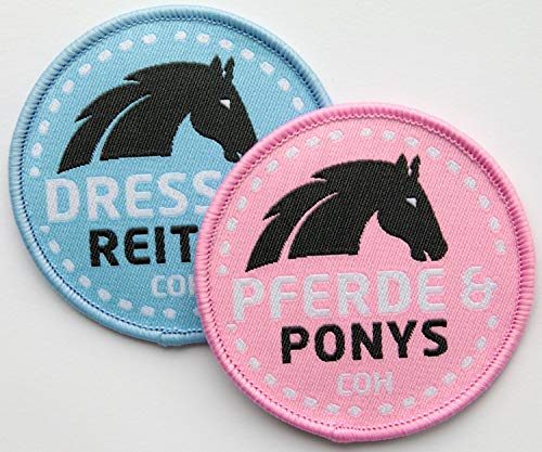 2er-Set Reit-Abzeichen gewebt 60mm / Pferde & Ponys, Dressur-Reiten/Reitsport/Aufnäher Aufbügler Flicken Sticker Patch/Kinder Reit-Bekleidung Zubehör/Reiten Reitschule Voltigieren von Club of Heroes