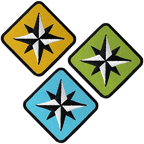 3 x Kompass Patch 46 mm/Aufnäher Aufbügler Flicken Sticker Patches zum Aufnähen Aufbügeln auf Kleidung Rucksack Taschen/Outdoor Wandern Sport Mode (Set 3) von Club of Heroes