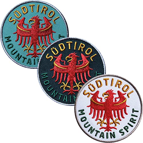 3er-Set Südtirol Adler Patch 65 mm hochwertig gestickt/Aufbügler Aufnäher Bügel-Flicken/Italien Meran Bozen Wappen Flagge Dolomiten Reiseführer (Set) von Club of Heroes