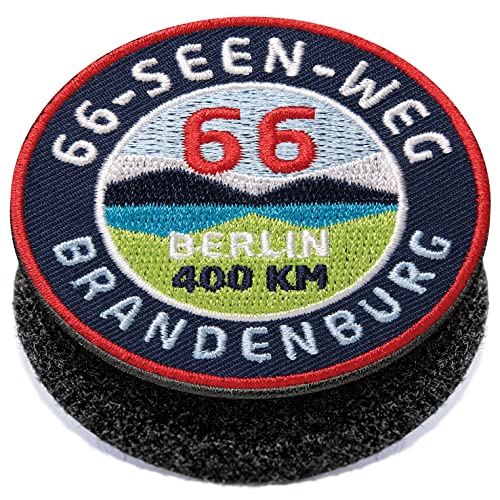 66-Seen-Weg Brandenburg/Klett Patch gestickt mit Klett-Verbindung rund/Klettpatch Klettabzeichen Klett-Patches Aufnäher Applikation für Kleidung Rucksack Taschen / von Club of Heroes