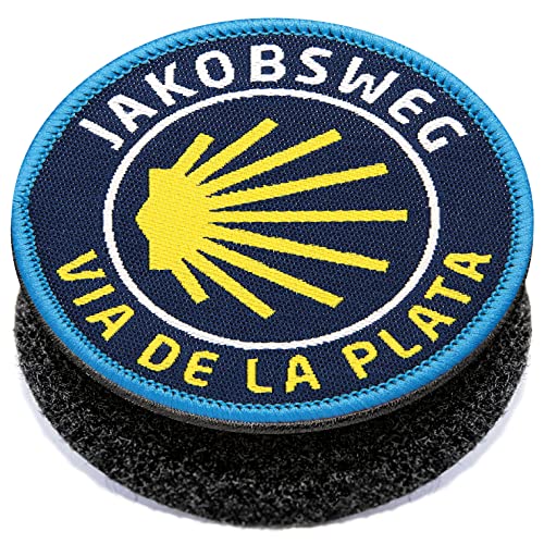 Camino de la Plata Jakobsweg/Klett Patch gewebt mit Klett-Verbindung rund/Klettpatch Klettabzeichen Klett-Patches Aufnäher Applikation für Kleidung Rucksack Taschen / von Club of Heroes