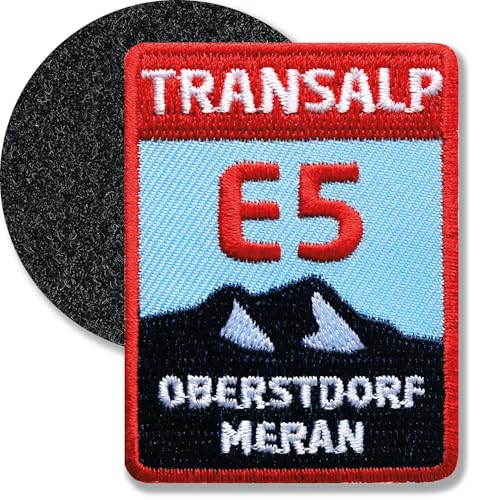 E5 Transalp/Klett Patch gestickt mit Klett-Verbindung rund/Klettpatch Klettabzeichen Klett-Patches Aufnäher Applikation für Kleidung Rucksack Taschen / von Club of Heroes