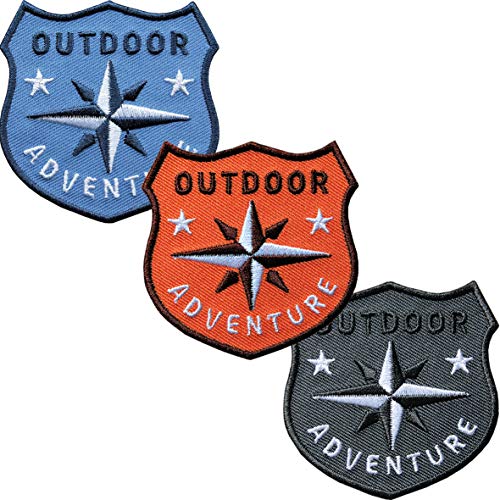 Farb-Set 3 x Kompass Patch 60 x 61 mm gestickt/Aufnäher Aufbügler Patches Bügelflicken zum Aufbügeln Aufnähen auf Kleidung Rucksack/Adventure Kompass Trekking Wandern/Set 4 von Club of Heroes