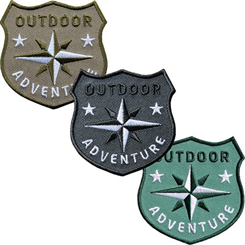 Farb-Set 3 x Kompass Patch 60 x 61 mm gestickt/Aufnäher Aufbügler Patches Bügelflicken zum Aufbügeln Aufnähen auf Kleidung Rucksack/Adventure Kompass Trekking Wandern/Set 2 von Club of Heroes