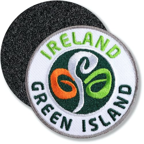 Irland Ireland/Klett-Patch gestickt rund/Klett Patch Patches Aufnäher Applikation zum aufnähen aufkleben auf Kleidung Rucksack Taschen von Club of Heroes