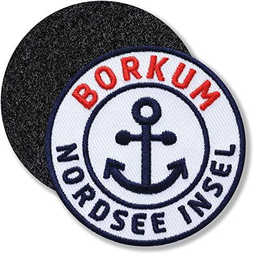 Klettpatch - Borkum Nordsee Insel 62 mm gestickt/Klett-Patch Patch Patches Klett Abzeichen auf Kleidung Rucksack/Anker Meer Strand Küste Urlaub / von Club of Heroes