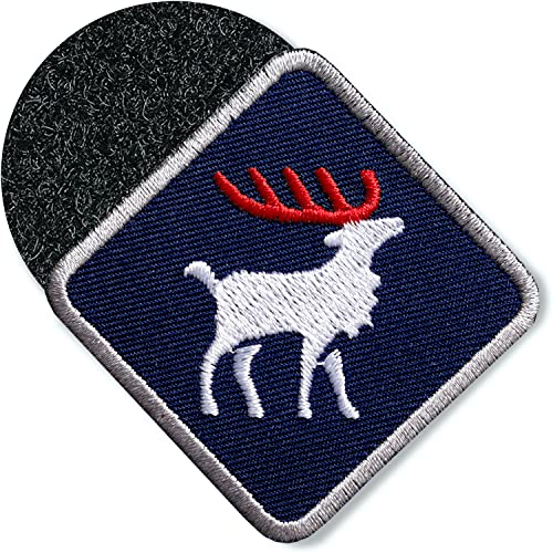 Klettpatch - Hirsch Patch 46 mm gestickte/Klett Patches Applikation zum aufnähen aufkleben auf Kleidung Rucksack Taschen/Schwarzwald Geweih Hirschgeweih Wild Forst Jagd/Club of Heroes (Navy) von Club of Heroes