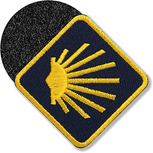 Klettpatch - Jakobsweg gestickt 46 mm/Jakobs-Muschel Camino de Santiago Frances Portugues Norte Plata Ingles Finisterre/Klett Patch Pilger Pilgerweg Reiseführer/Club of Heroes (Muschel) von Club of Heroes