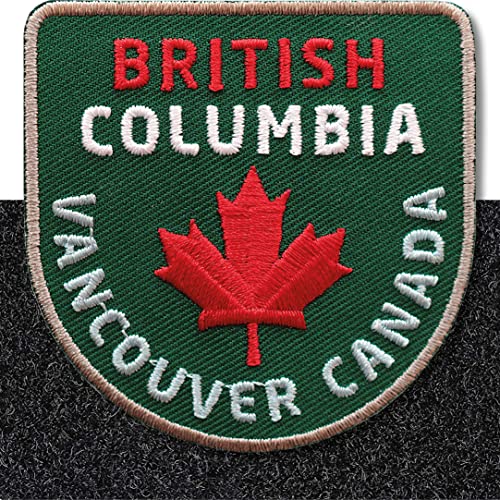 Klettpatch - Kanada British Columbia Klett-Patch 60 x 61 mm gestickt/Klett Patch Patches Abzeichen Applikation auf Kleidung Rucksack/Ahorn Flagge Reise Vancouver/Club of Heroes (Grün) von Club of Heroes