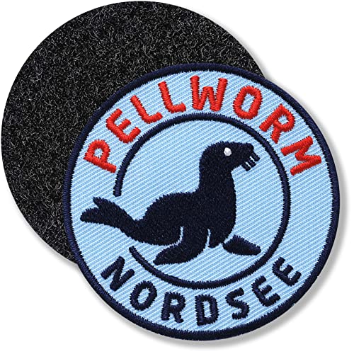 Klettpatch - Pellworm Nordsee Insel 62 mm gestickt/Klett-Patch Patch Patches Klett Abzeichen auf Kleidung Rucksack/Seehund Robbe Meer Strand Küste Urlaub / von Club of Heroes