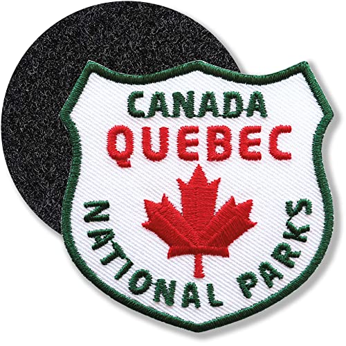 Klettpatch - Quebec Kanada/Klett-Patch gestickt 60 x 61 mm/Klett Patch Patches Abzeichen Applikation auf Kleidung Rucksack/Canada Ahorn Wildnis Outdoor Reiseführer/Club of Heroes von Club of Heroes