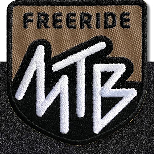 MTB Mountainbike Klett-Patch gestickt/Patch Patches mit Klett Aufnäher Abzeichen Applikation auf Kleidung Rucksack/freeride Braun von Club of Heroes