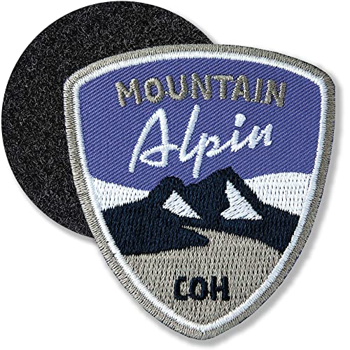 Mountain Alpin Violett/Klett-Patch gestickt 61 x 55 mm/Klett Patch Patches Abzeichen Aufnäher Applikation zum aufkleben aufnähen auf Kleidung Rucksack Tasche/COH von Club of Heroes