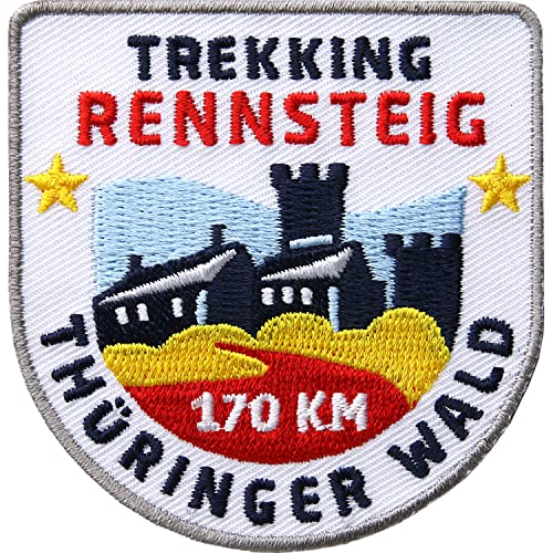 Rennsteig Patch 64 x 66 mm gestickt/Aufnäher Aufbügler Bügelflicken zum aufnähen aufbügeln auf Kleidung Rucksack/Wartburg Thüringen Wandern Wanderweg Wanderführer/Club of Heroes von Club of Heroes