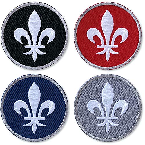 4 x Lilie Patch gestickt 45 mm/Aufbügler Aufnäher Patches Bügelflicken Applikation zum aufbügeln aufnähen Deko/Lile de France Adel Blüte Blume französisch Wappen/Club of Heroes (Farbset) von Club of Heroes