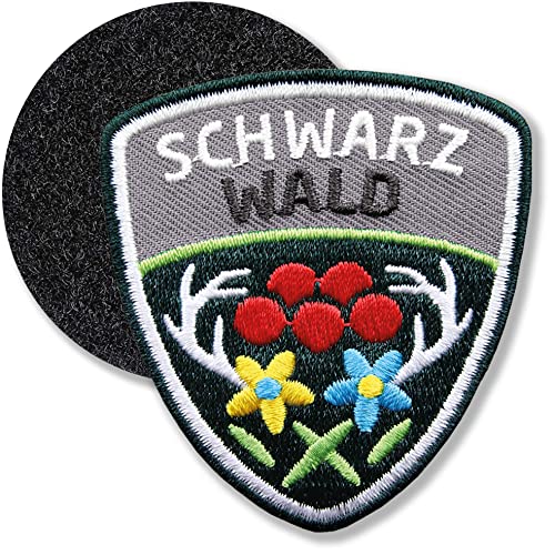 Schwarzwald Grau/Klett-Patch gestickt 61 x 55 mm/Klett Patch Patches Abzeichen Aufnäher Applikation zum aufkleben aufnähen auf Kleidung Rucksack Tasche/COH von Club of Heroes