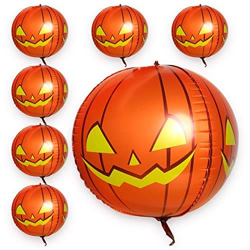 6 Stück Halloween Party Deko Luftballons, 4D Kürbis Folienballon, Halloween Dekoration Ballons Folienballon Helium Ballon, Halloween Orangen Ballons, Für Geburtstags Deko, Horror Party Supplies von Clvsyh