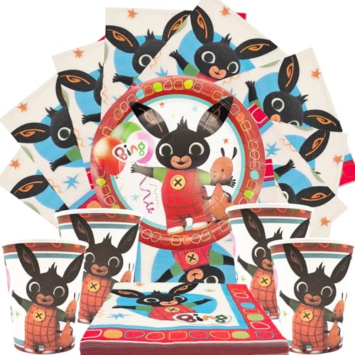 40 PCS Bunny Gebutstag Partygeschirr, Bunny Partyzubehör Für Kindergeburtstage, Party Tableware, Satz Pappteller, Becher Und Servietten Für 10 Personen von Clybeaut