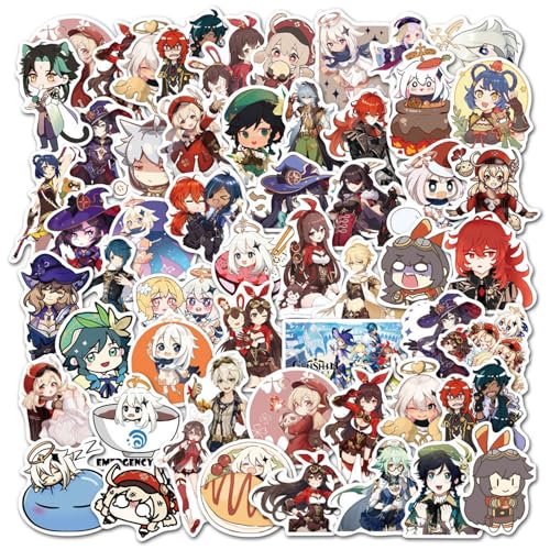 Genshin Aufkleber Pack, 100 PCS Genshin Anime Sticker, Genshin Meme Sticker, Aufkleber für Computer, Notebooks, Bücher, Anime & Spiel Peripheriegeräte Aufkleber (100 pcs) von Clybeaut