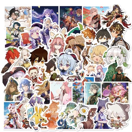 Genshin Aufkleber Pack, 200 PCS Genshin Anime Sticker, Genshin Meme Sticker, Aufkleber für Computer, Notebooks, Bücher, Anime & Spiel Peripheriegeräte Aufkleber (200 pcs) von Clybeaut