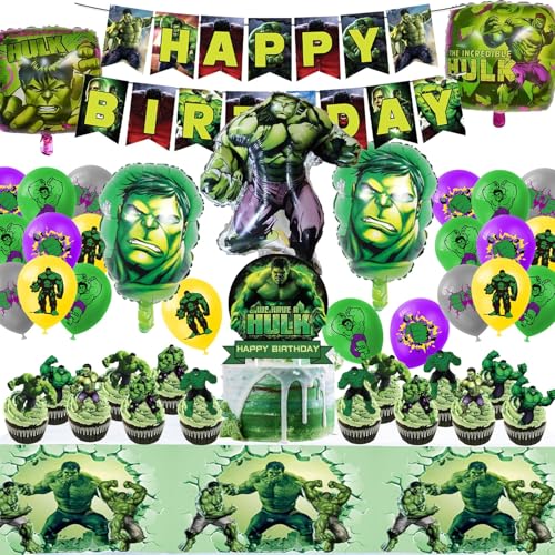 Hu-lk Geburtstag Deko,Hu-lk Geburtstag Party Luftballons ,48pcs Hu-lk Geburtstag Set,Hu-lk Party Supplies Zahlen 4 Folienballon,Kindergeburtstag Ballons Dekoration von Clybeaut