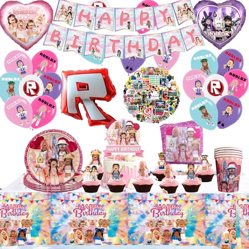 135pcs Rob-lox Geburtstag Party Set,Rob-lox Gebutstag Geschirr,Rob-lox Deko Geburtstag ,Rob-lox Party Tableware,Rob-lox Luftballons Deko,Kindergeburtstag von Clybeaut