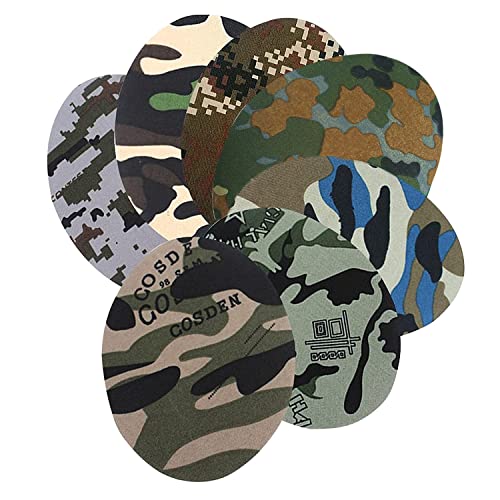 Clyhon 14 Pcs Flicken zum Aufbügeln, Camouflage Ovale Form Stoffaufnäher für Reparatur Nähen Ellenbogen Knie Eisen auf Applikationen von Clyhon